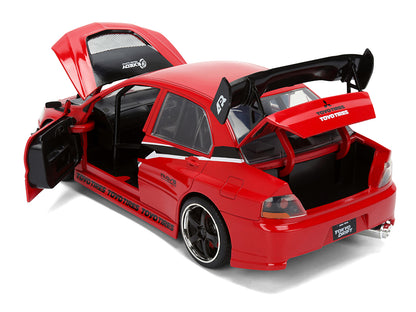 Sean's Mitsubishi Lancer Evolution IX RHD (Right Hand Drive) Red with Graphics "The Fast and the Furious: Tokyo Drift" (2006) Movie "Fast & Furious 25 Years" Series 1/24 Diecast Model Car by Jada