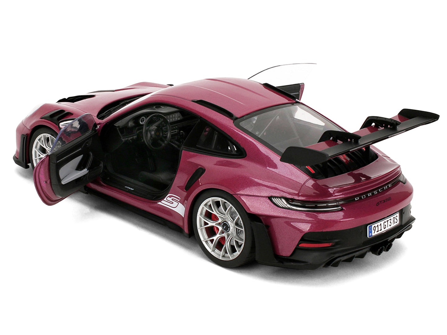 Porsche 911 GT3 RS Red Violet Metallic with White Stripes "Pink Slips" Series 1/18 Diecast Model Car by Jada