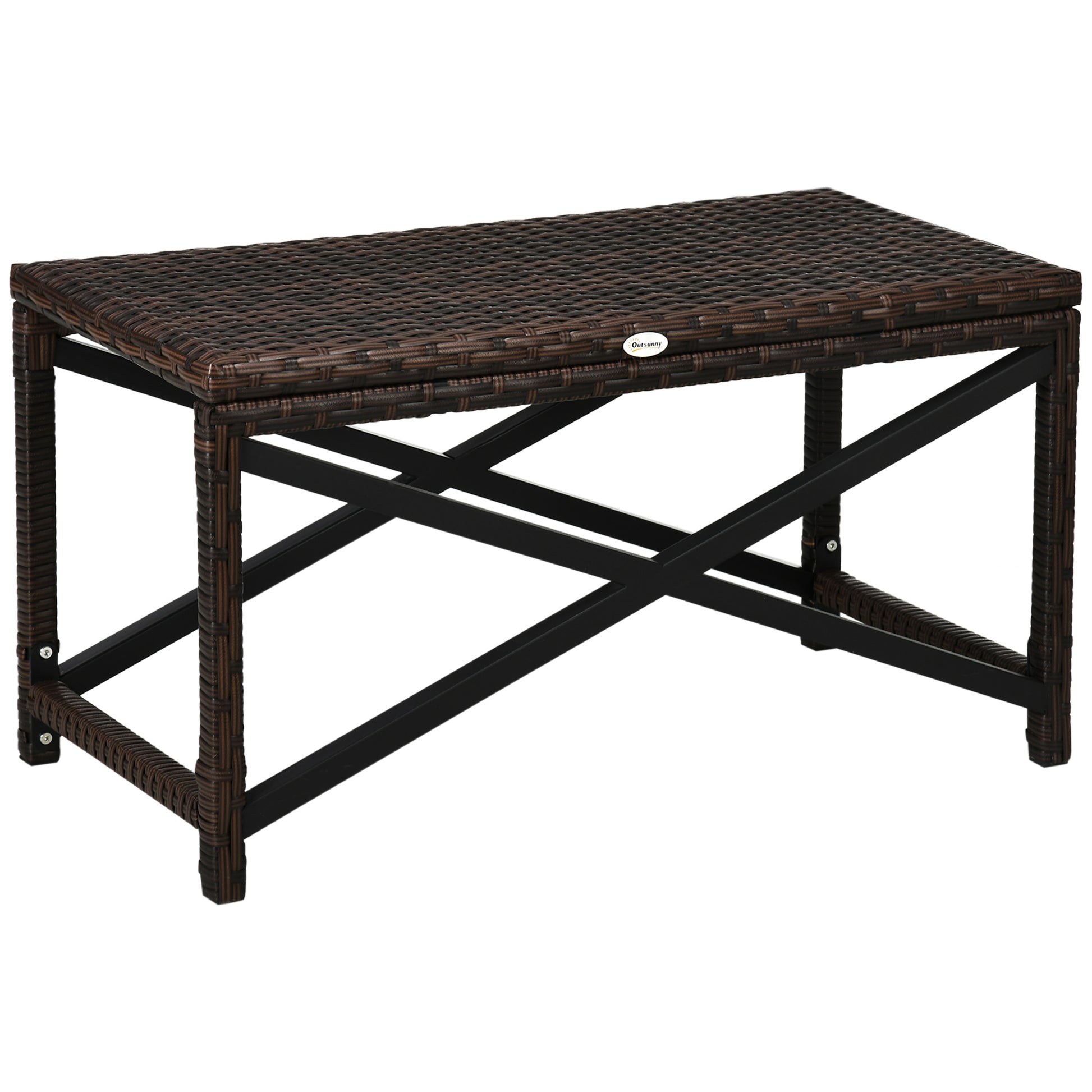 Patio Wicker End Table, Outdoor PE Rattan Side Table, with Plastic Board Under the Full Woven Table Top for Patio, Garde