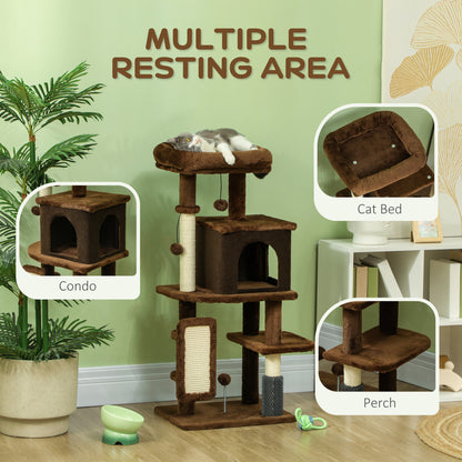 41 Inch Cat Tree with Scratching Posts, Cat Bed, Condo, Grooming Brush, Jumping Platforms, Toy Balls, Anti-tip Kit