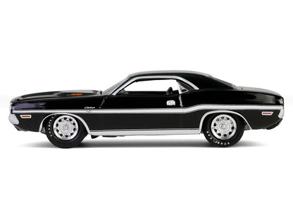 1970 Dodge Challenger R/T 440 Black with White Stripes "Barrett-Jackson" Series 15 1/64 Diecast Model Car by Greenlight