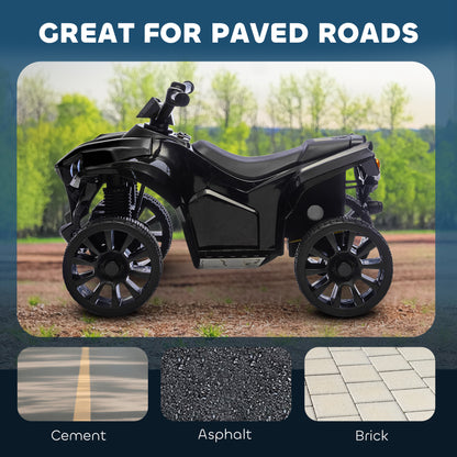 Qaba 6V Kids ATV, 4 Wheeler Electric Ride on Car with Music and LED Headlights, for Ages 37-72 Months Boys and Girls, Bl