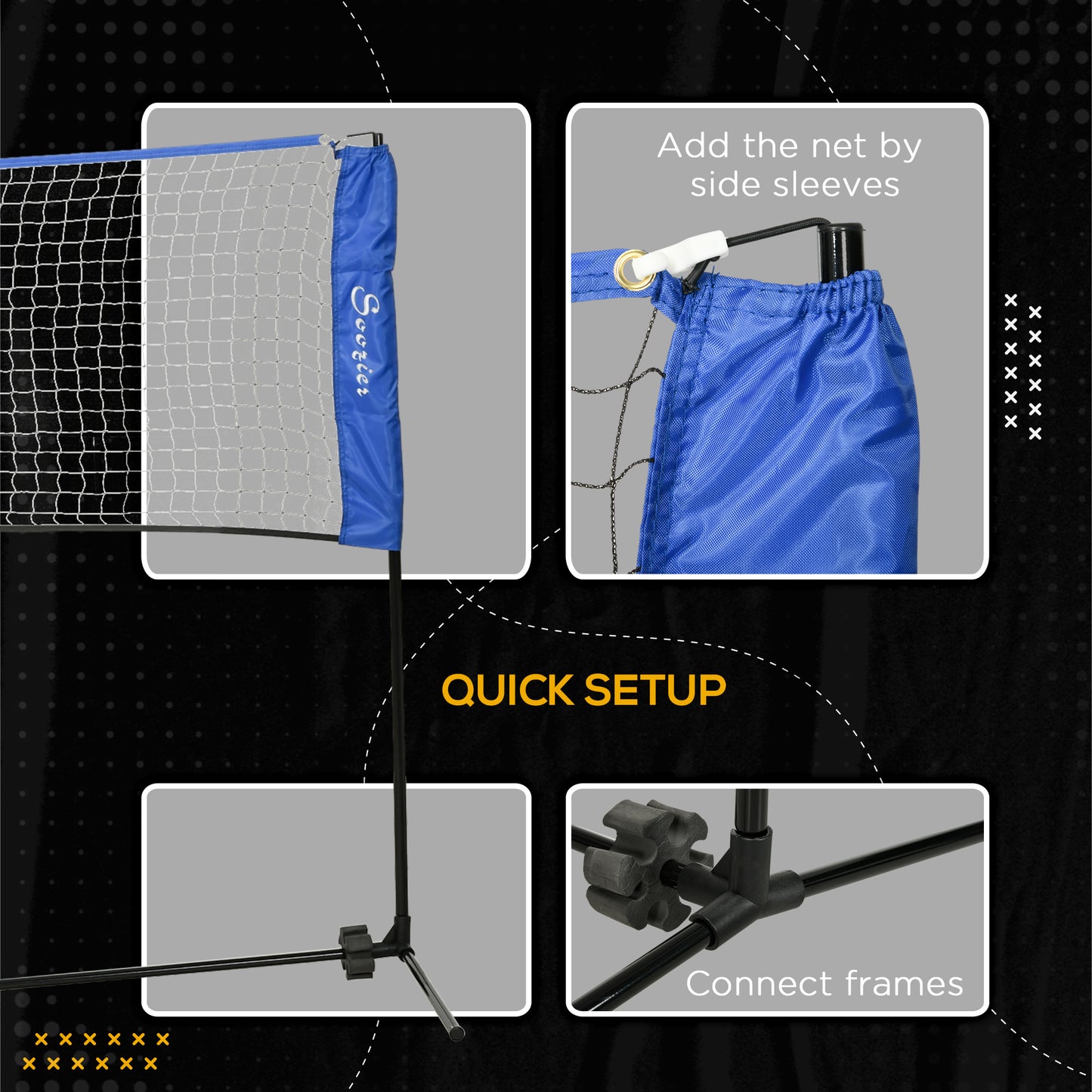 Soozier 14ft Badminton Net, Height Adjustable Outdoor Sports Net with Carry Bag, for Tennis, Pickleball and Volleyball