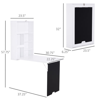 Wall Mounted Table Fold Out Convertible Desk, Multi-Functional Space Saving Computer Desk with Writing Floating Board fo