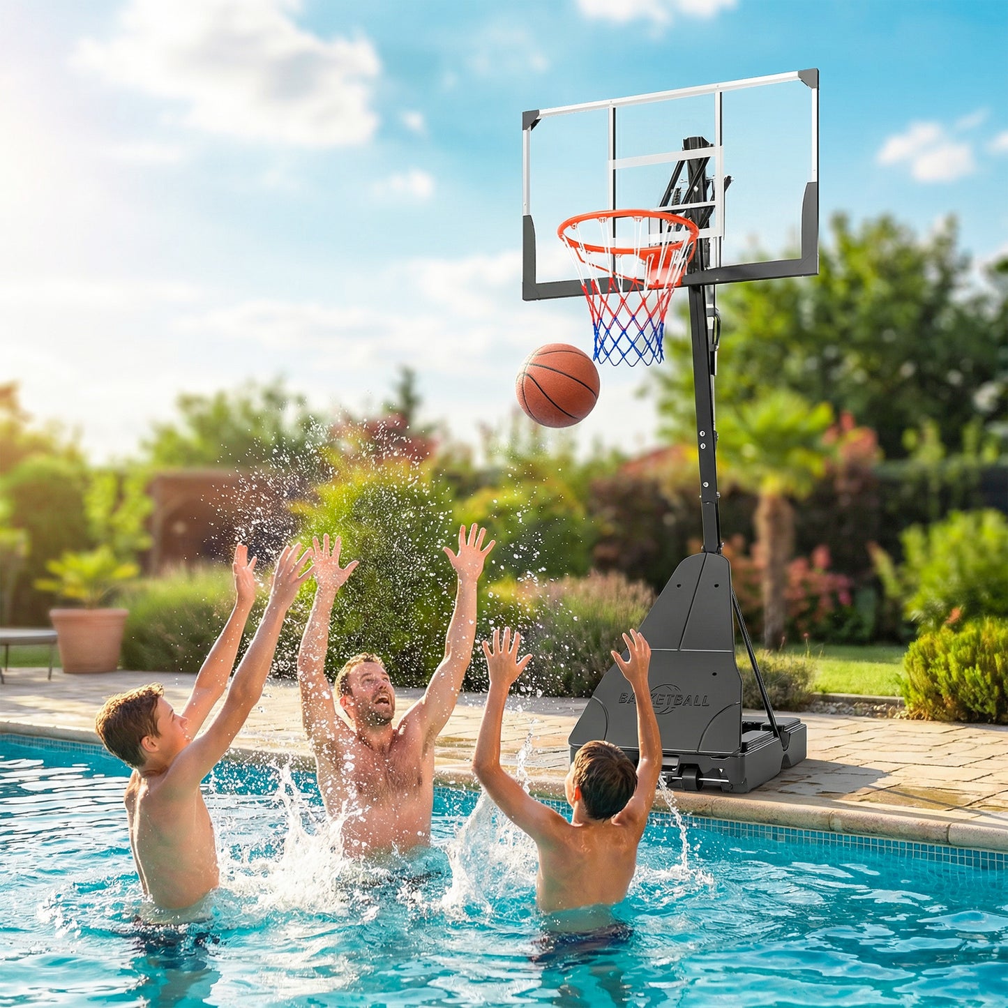 Soozier Portable Basketball Hoop Height Adjustable 8-10 Ft with 47" Shatterproof Backboard, Shock Absorbent Rim, Fillabl