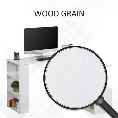 47" L Shaped Desk, 360° Rotating Corner Desk, Reversible Computer Writing Table Workstation with Storage Shelf for Home 