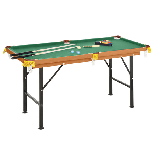 Soozier 55" Mini Pool Table Portable Billiard Table Includes Cues, Ball, Chalk, Rack, Green