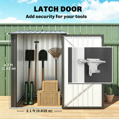 Garden Tool Storage Shed, Small Steel Shed with Lockable Door for Garden & Patio, Galvanized Steel Construction, Dark Gr