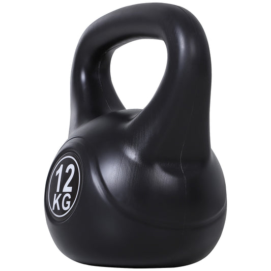 Soozier 26lb Fitness Kettlebell, Plastic Exercise Weight, Weightlifting Tools with Sand, Handle, Noise Reduction for Hom