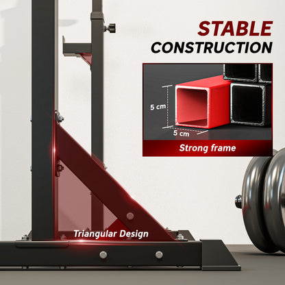 Soozier Squat Rack, Power Rack with Adjustable Height & Width, Strength Training Equipment with Barbell Storage Racks & 