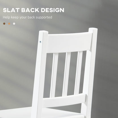 Dining Chairs Set of 2, Kitchen Chair with Slat Back, Pine Wood Structure for Living Room and Dining Room, White