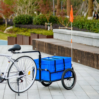 VarietyKart Steel Trailer for Bike, Bicycle Cargo Trailer with Foldable Storage Box and Safe Reflectors, Max Load 88LBS,