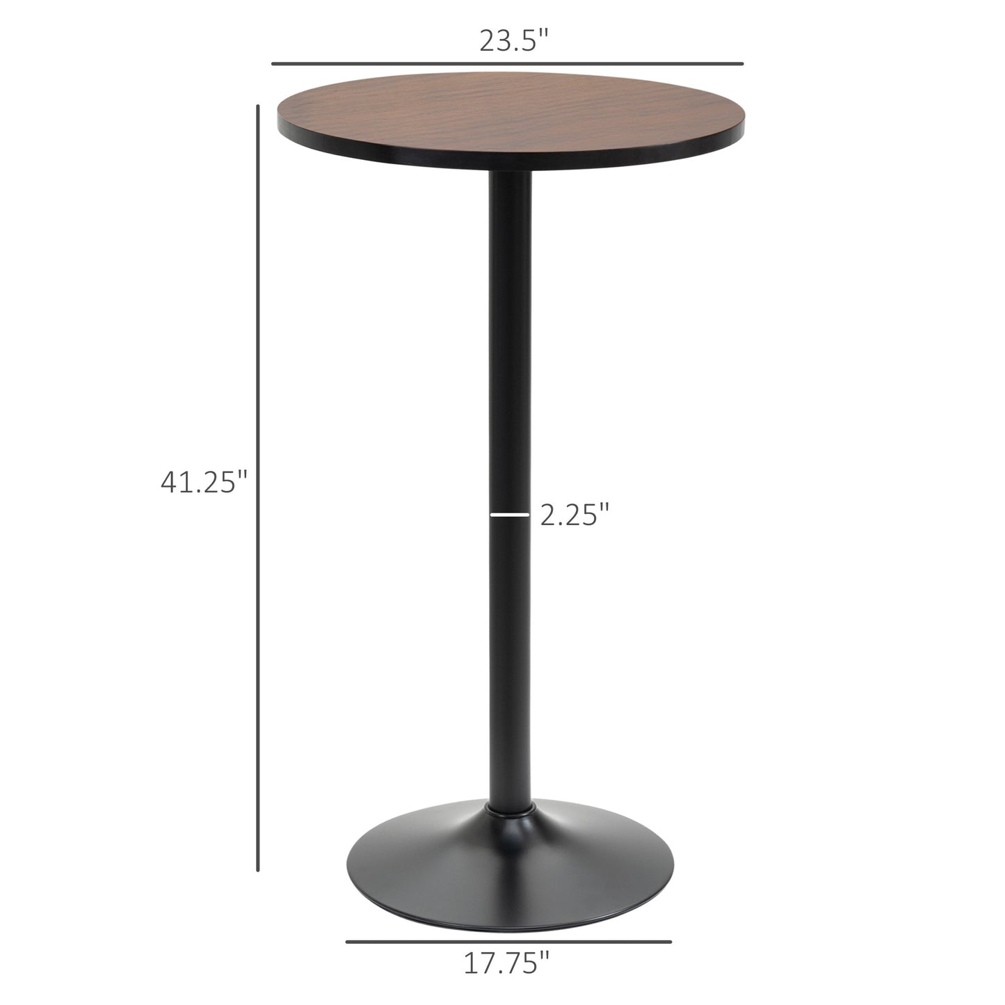 Round Bar Table 41 Inch Height, Industrial High Bistro Table with Metal Base and Elm Wood Top, Bar Height Table for Kitc