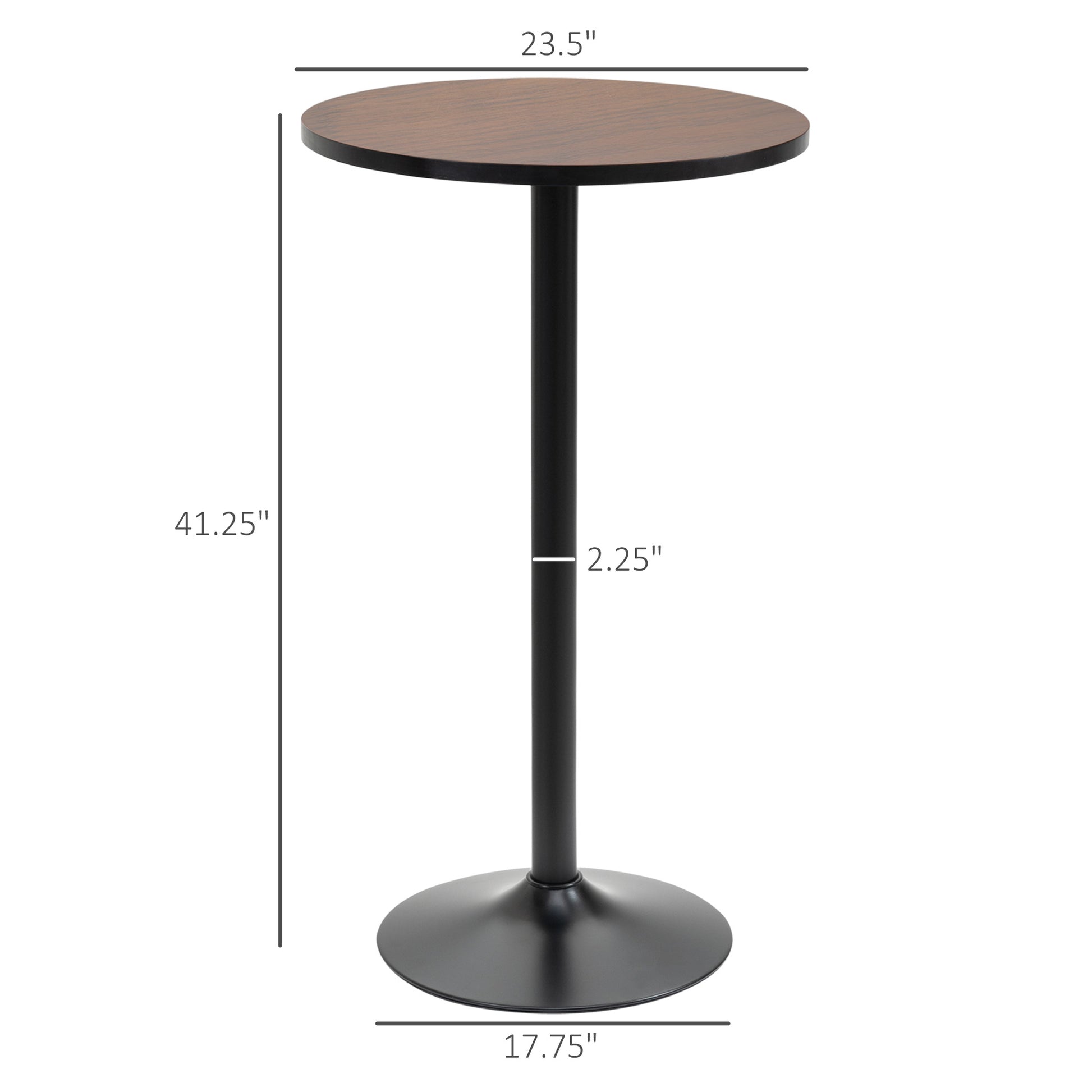 Round Bar Table 41 Inch Height, Industrial High Bistro Table with Metal Base and Elm Wood Top, Bar Height Table for Kitc