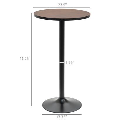 Round Bar Table 41 Inch Height, Industrial High Bistro Table with Metal Base and Elm Wood Top, Bar Height Table for Kitc