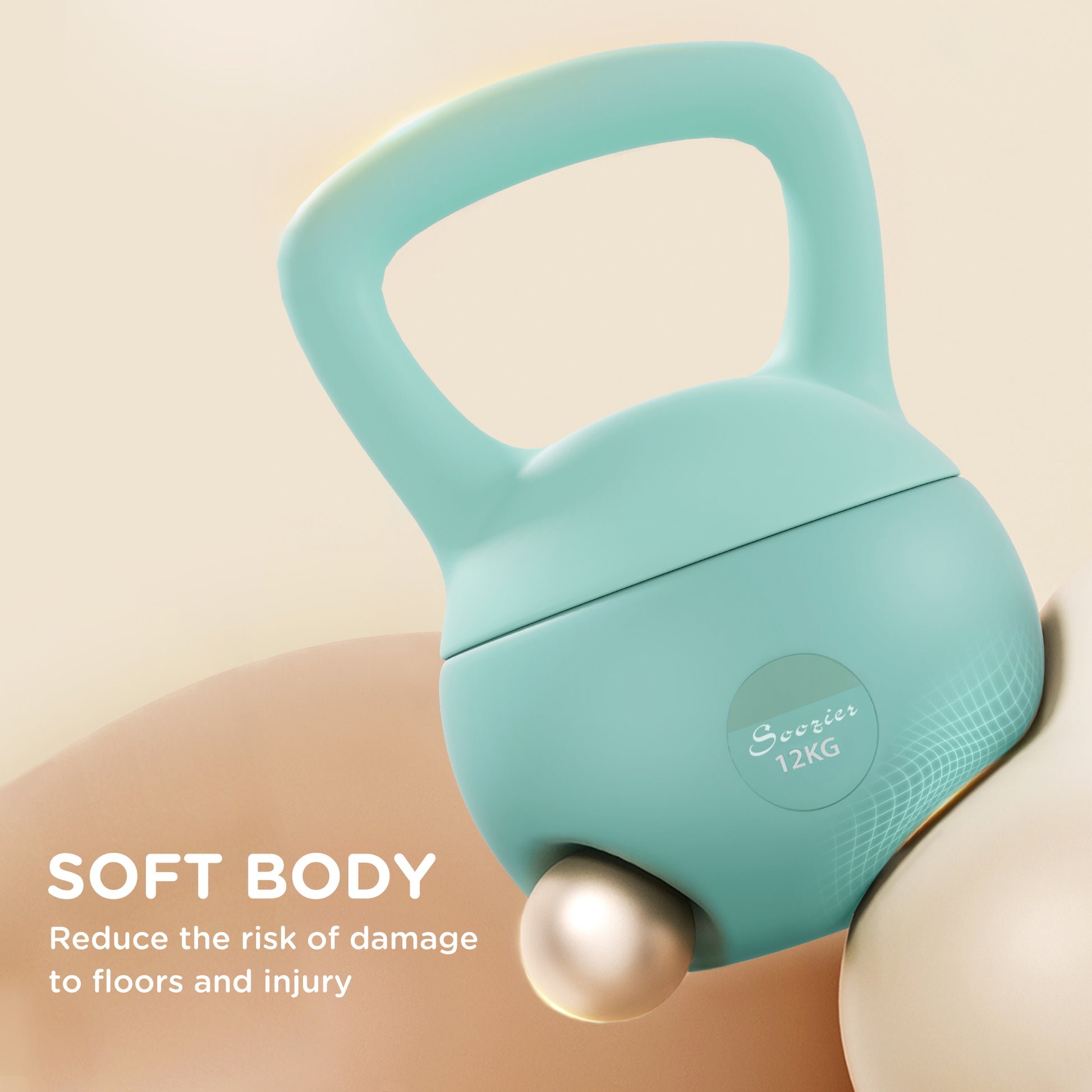 Soozier 26 lb Soft Kettlebell, Sand Filled Weight w/ Grip Handle, Kettlebell Weight for Full Body Workout, Green