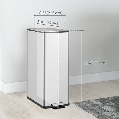 5.3 gal/20 L Stainless Steel Kitchen Garbage Can with Soft-close Lid, Foot Pedal, Fingerprint-Proof, Silver