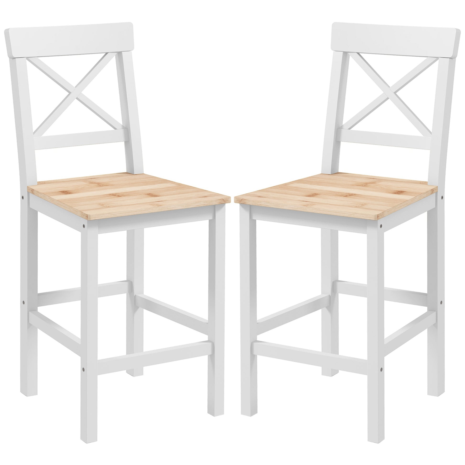 Counter Height Stools Set of 2, Farmhouse Bar Stools with Backs, Solid Wood Counter Stools for Kitchen Island