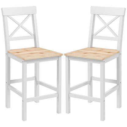 Counter Height Stools Set of 2, Farmhouse Bar Stools with Backs, Solid Wood Counter Stools for Kitchen Island