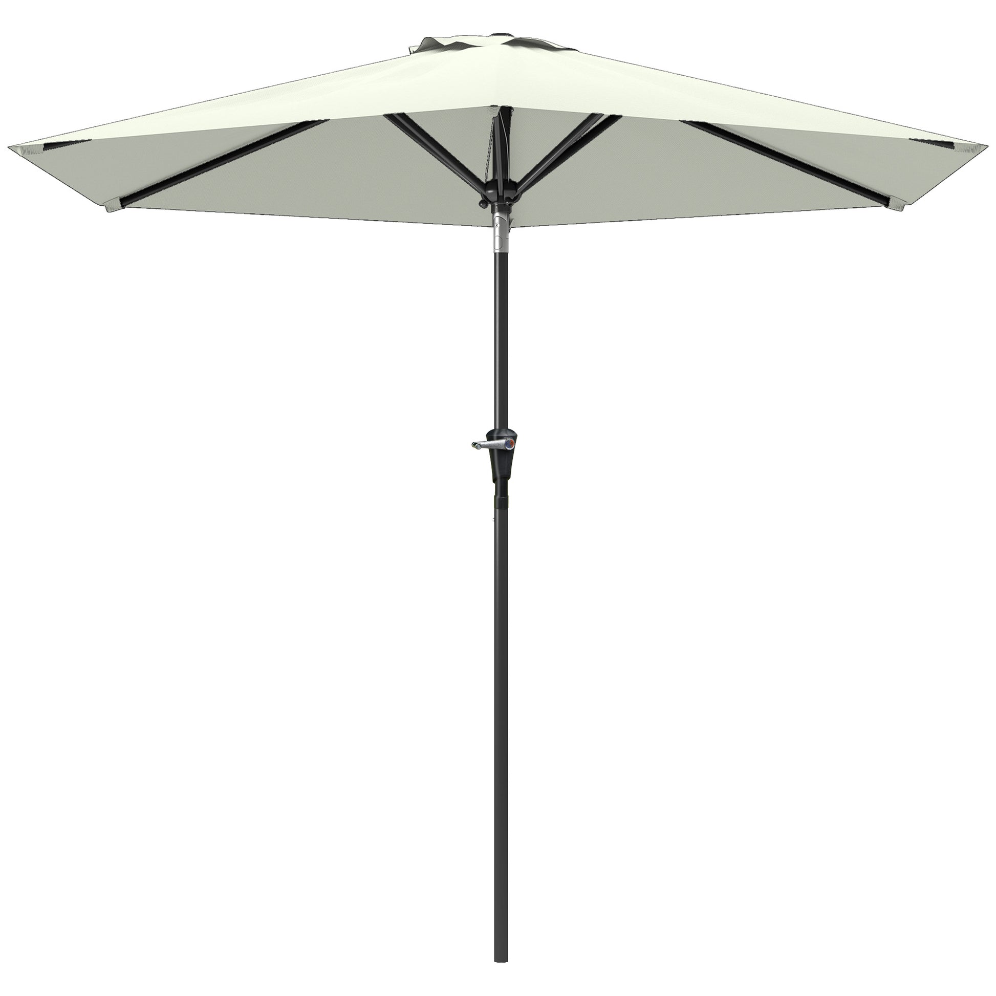 Patio Sun Umbrella, Outdoor Parasol with 6 Ribs, Cream White