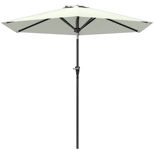 Patio Sun Umbrella, Outdoor Parasol with 6 Ribs, Cream White