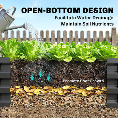 L-Shaped Raised Garden Bed, 82" x 109" x 12" Galvanized Steel Planter Box with Multi-reinforced Rods for Vegetables, Flo