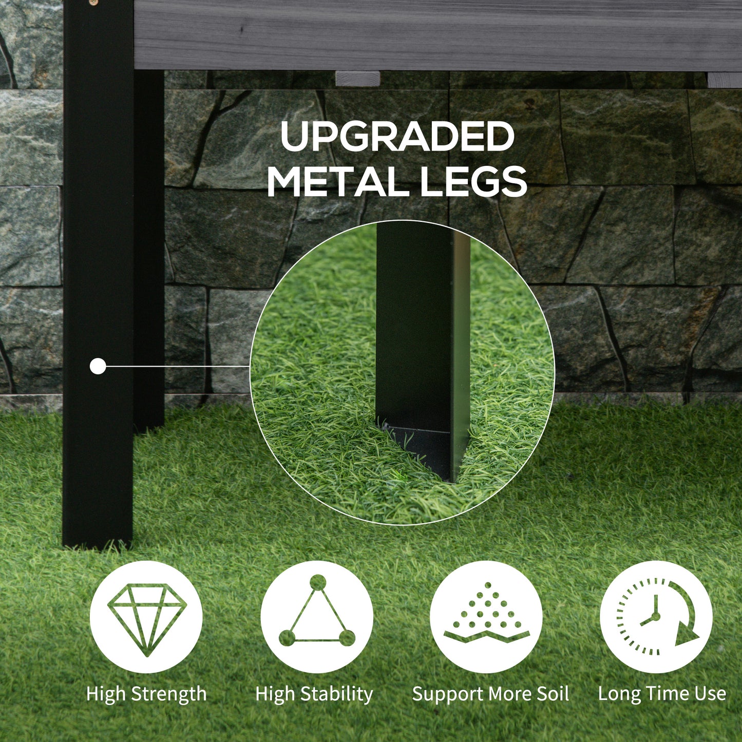 Raised Garden Bed, Elevated Planter Box, 47"x24"x29" with Legs, Metal Frame, Wooden Planter Pot for Backyard, Patio to G