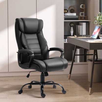 Massage Office Chair, High Back Executive Office Chair with 6-Point Vibration, Timer, Adjustable Height, Swivel Seat and