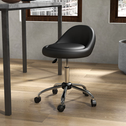 Salon Stool, Adjustable Rolling Stool, Black