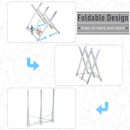 Portable Sawhorse Heavy Duty Cutting Stand Steel Adjustable Work Support, Foldable Sawhorse Stand 220 lbs Weight Capacit