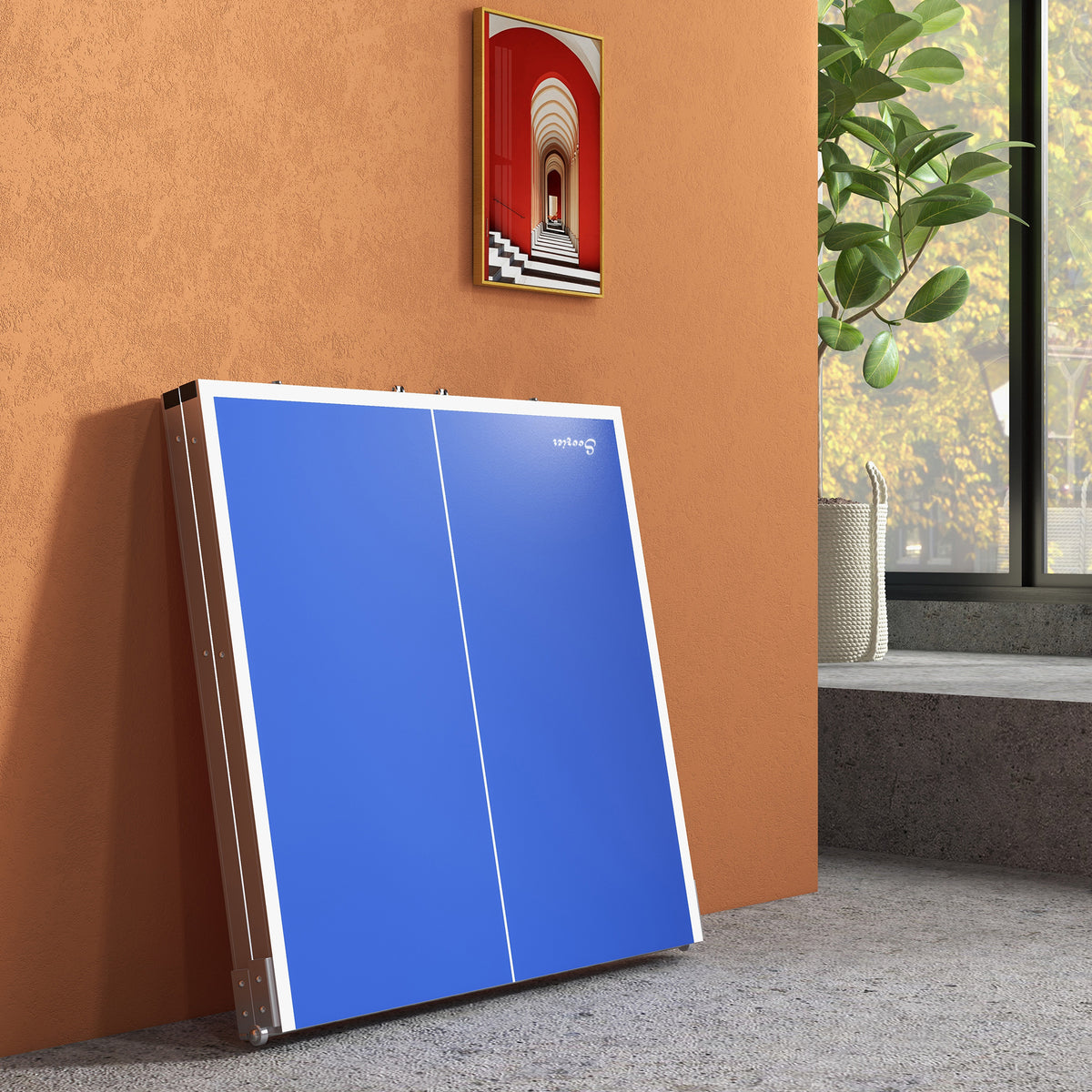 Soozier Portable Ping Pong Table Set, Table Tennis Table w/ Net, 2 Paddles, 3 Balls for Outdoor and Indoor, Easy Assembl