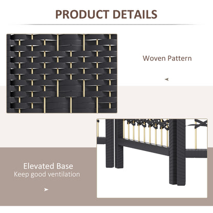 6 Panel Folding Room Divider, Portable Privacy Screen, Wave Fiber Room Partition for Home Office, Black