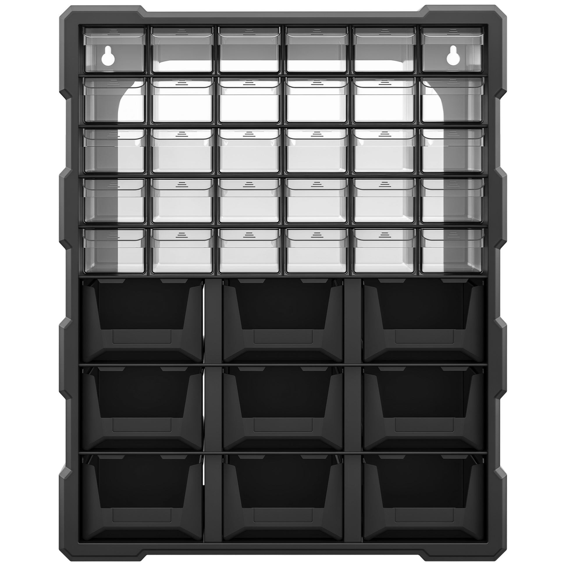 Plastic 39 Drawer Parts Organiser Wall Mount Storage Cabinet for Small Nuts Bolts Tool Black