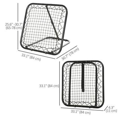 Soozier Soccer Rebounder Net, 3' x 3', Angle Adjustable Baseball Rebounder Net Training Equipment Aid with Quick Folding