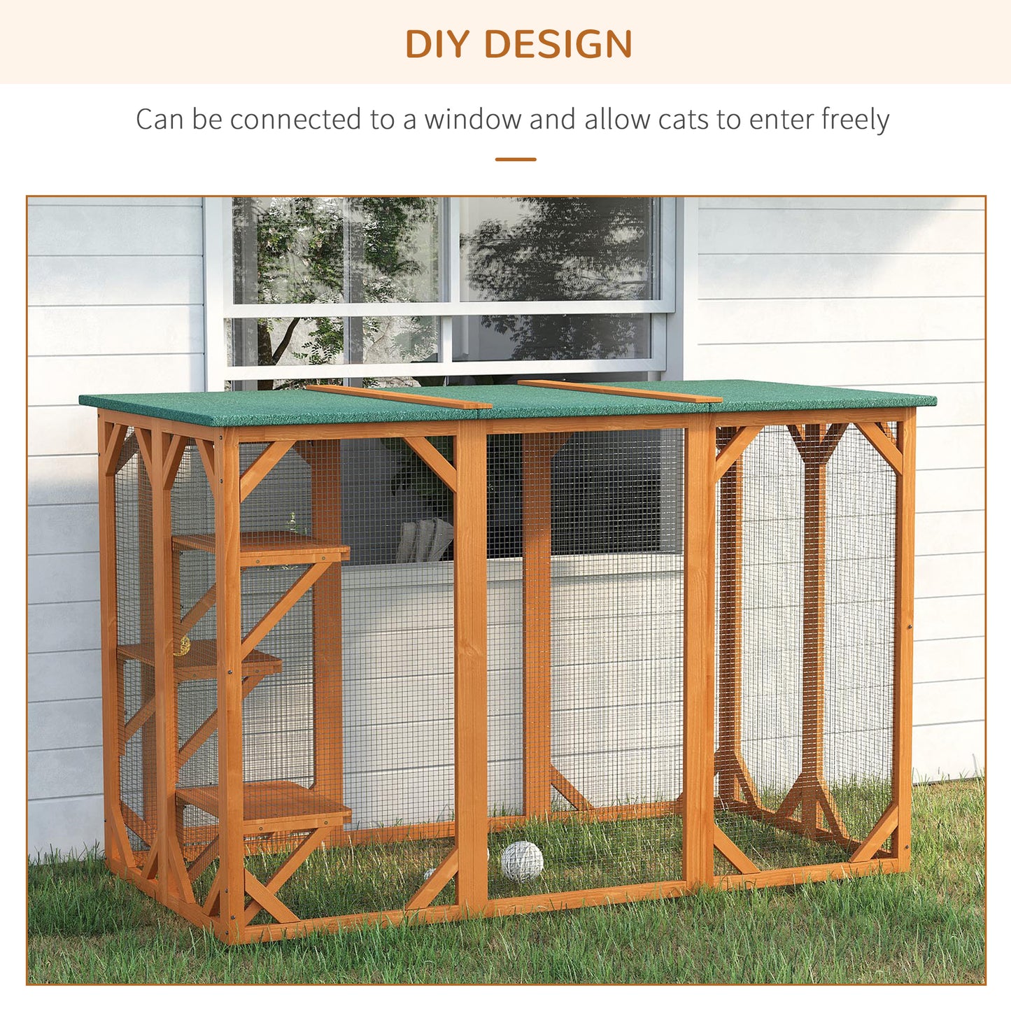 71"L Catio Outdoor Cat Enclosure, Indoor Cat Cage, Pet House, Small Animal Hutch for 1-2 Rabbit, Kitten, Kitty Crate Ken