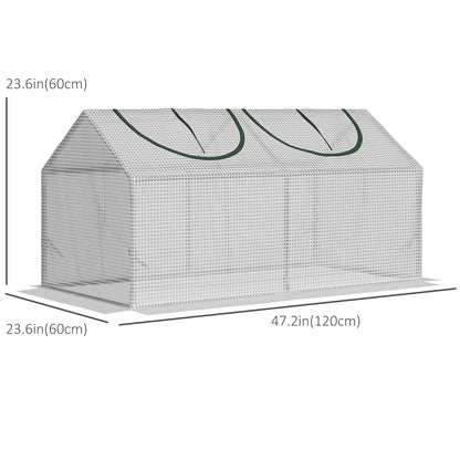 47" x 24" x 24" Portable Mini Tunnel Greenhouse Garden Planting Outdoor Flower Warm House Box with 2 Windows Steel Frame