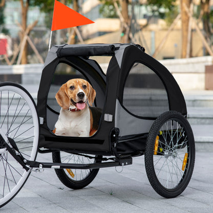 VarietyKart Dog Bike Trailer with Hitch Coupler, Quick Release Wheels, Reflectors, Flag for Medium Dogs, Black