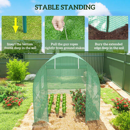 8'x6.6'x6.6' Heavy Duty Walk-in Greenhouse Garden Tunnel Hot House Outdoor Flower Vegetable Growth Warm House Roll Up Do