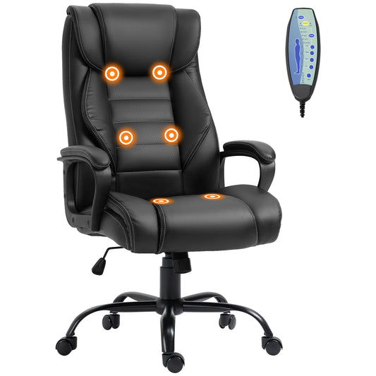 Massage Office Chair, High Back Executive Office Chair with 6-Point Vibration, Timer, Adjustable Height, Swivel Seat and