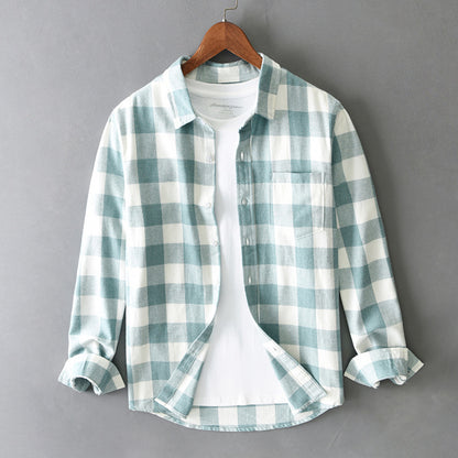 Men's Casual Plaid Button-Up Shirt