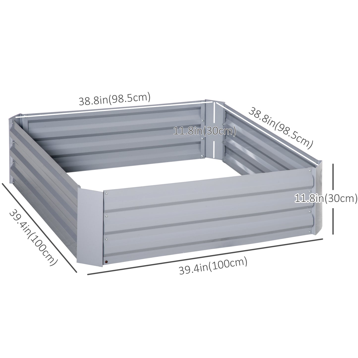 39" x 39" x 12" Set of 2 Raised Garden Bed, Elevated Planter Box with Galvanized Steel Frame for Growing Flowers, Herbs,