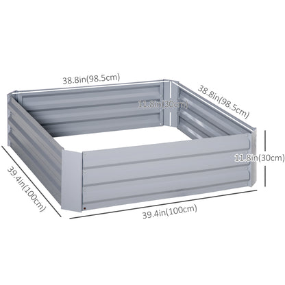 39" x 39" x 12" Set of 2 Raised Garden Bed, Elevated Planter Box with Galvanized Steel Frame for Growing Flowers, Herbs,