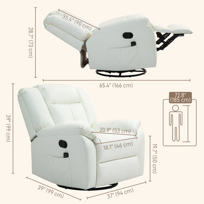 8-Point Vibration Massage Recliner Chair with Comfor Padding, Remote Control, Side Pockets, Swivel Nursery Rocking Chair
