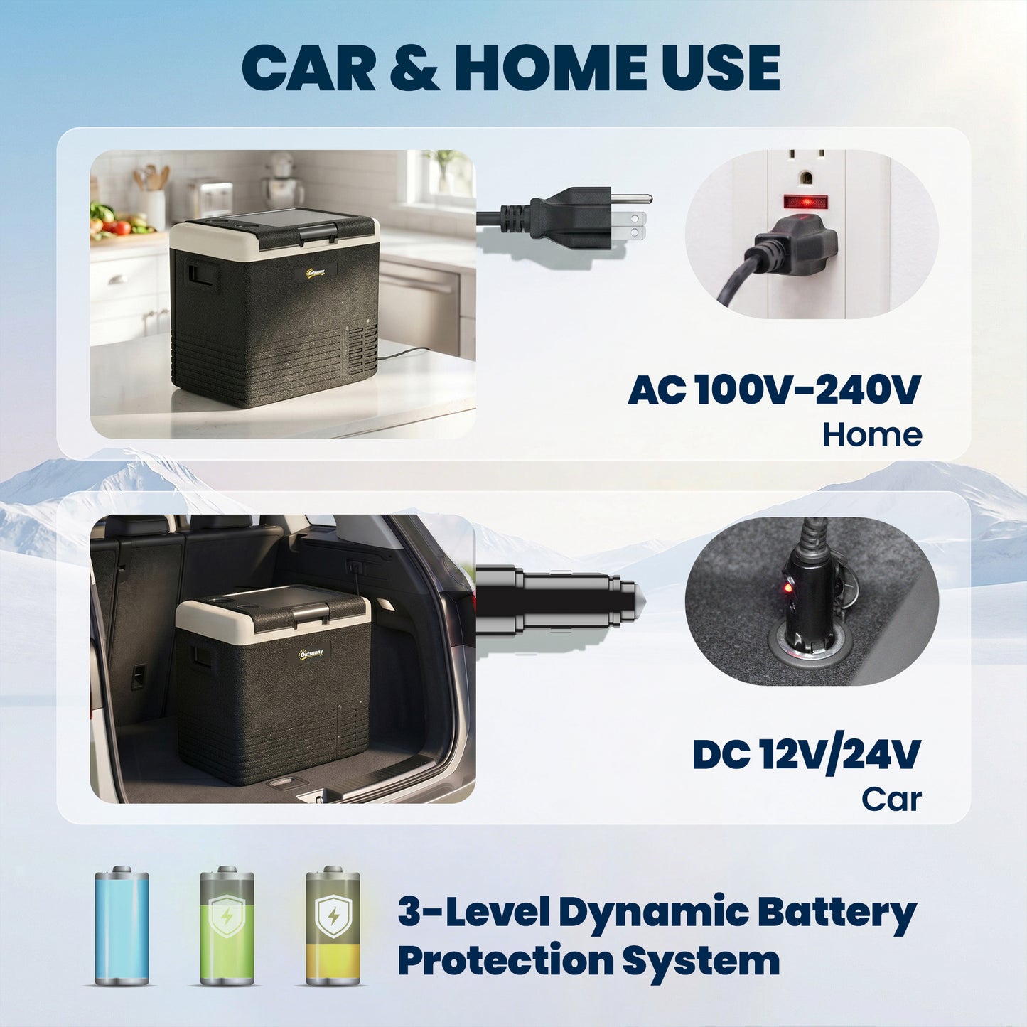 12 Volt Car Refrigerator, 53QT Car Fridge Electric Cooler, 12/24V DC and 100-240V AC, -4-68 ℉, Portable Refrigerator
