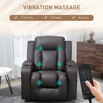 Swivel Massage Recliner Chair Rocker, Overstuffed Manual Reclining Sofa, PU Leather Rocking Chair with Side Pockets, Cup