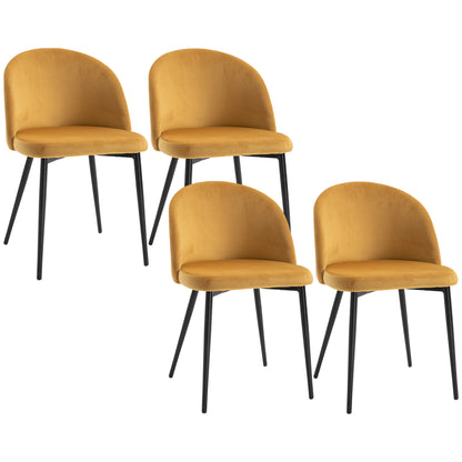 Modern Dining Chairs, Mid-Back Velvet-touch Upholstery Side Chair, Table Chair for Living Room, Dining Room, Yellow, Set