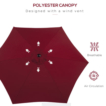 8.5FT Patio Umbrella, Round Garden Parasol with 6 Ribs, Market Sunshade Tilt Canopy w/ Crank Handle for Outdoor, Wine Re