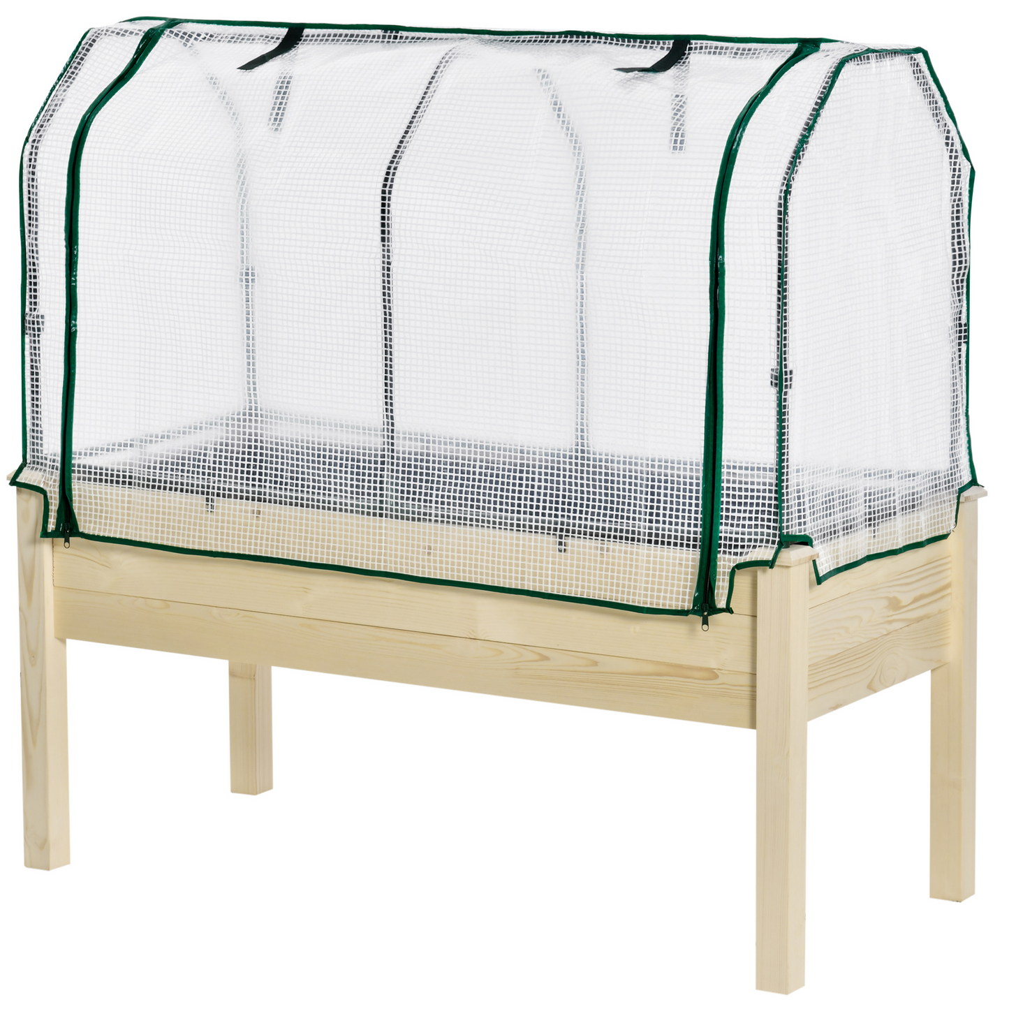 Raised Garden Bed with PE Greenhouse Cover Outdoor Elevated Wood Planter Box for Herbs and Vegetables, Use for Patio, Ba