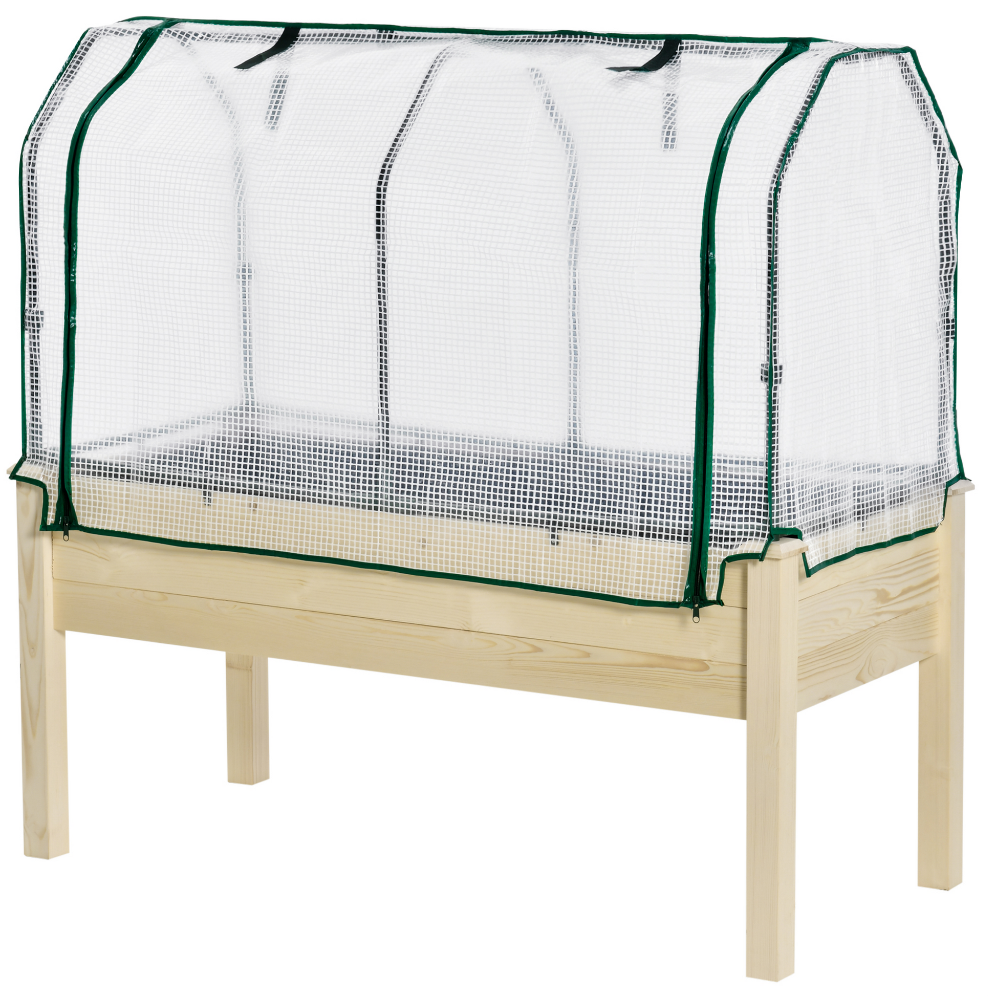 Raised Garden Bed with PE Greenhouse Cover Outdoor Elevated Wood Planter Box for Herbs and Vegetables, Use for Patio, Ba