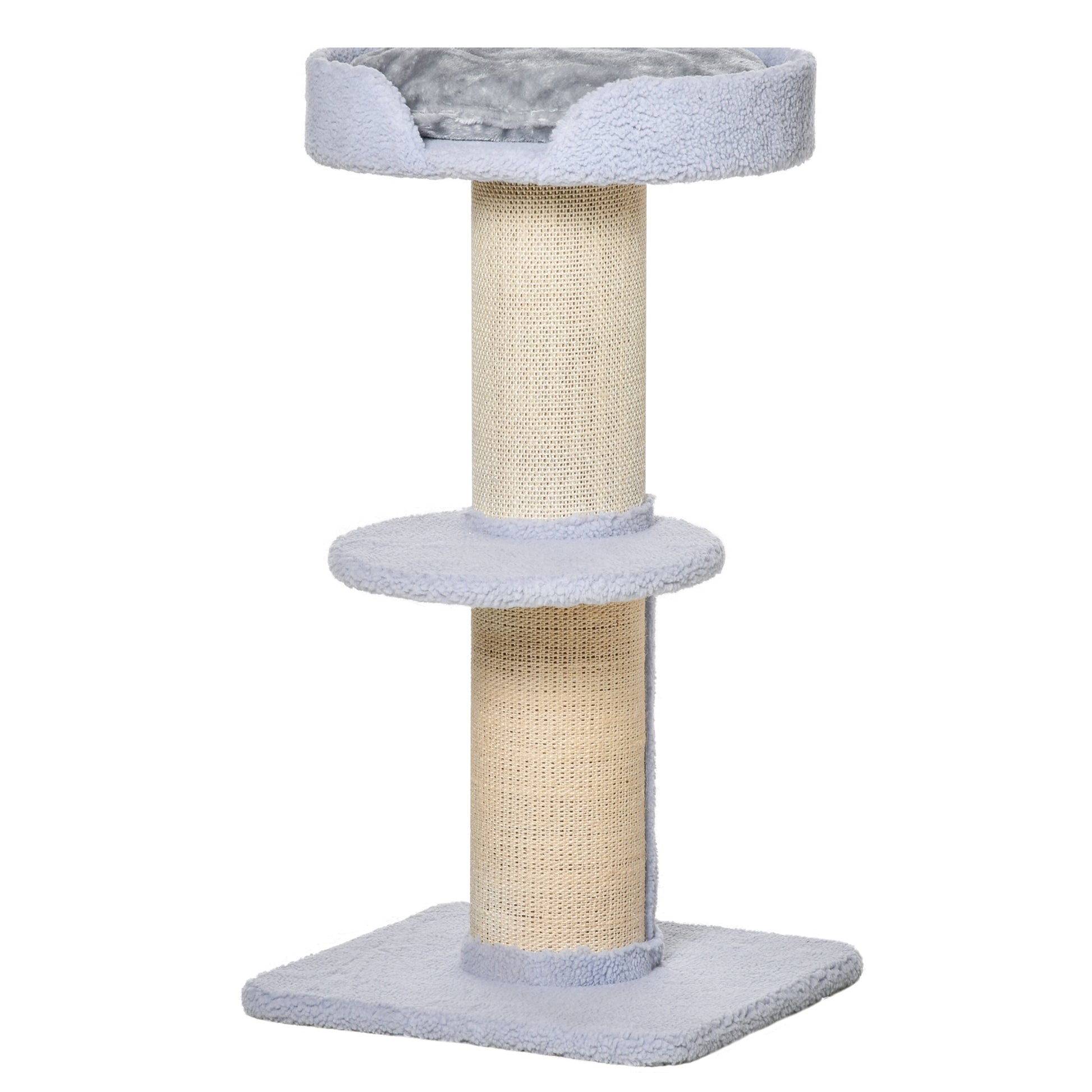 Cat Tree Kitty Tower with Sisal Mat Scratching Post, Cat Bed, Cushion, Perch, 18" x 18" x 36",  Light Blue